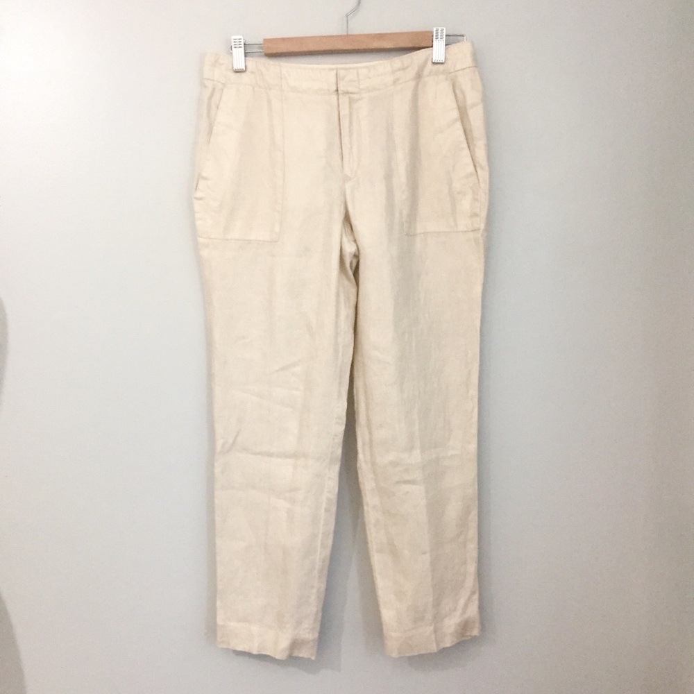 J. Crew Gold Metallic Foil Linen Pants Size 4 - Picture 3 of 8